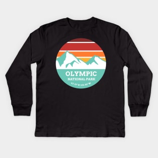 Olympic National Park Retro Kids Long Sleeve T-Shirt